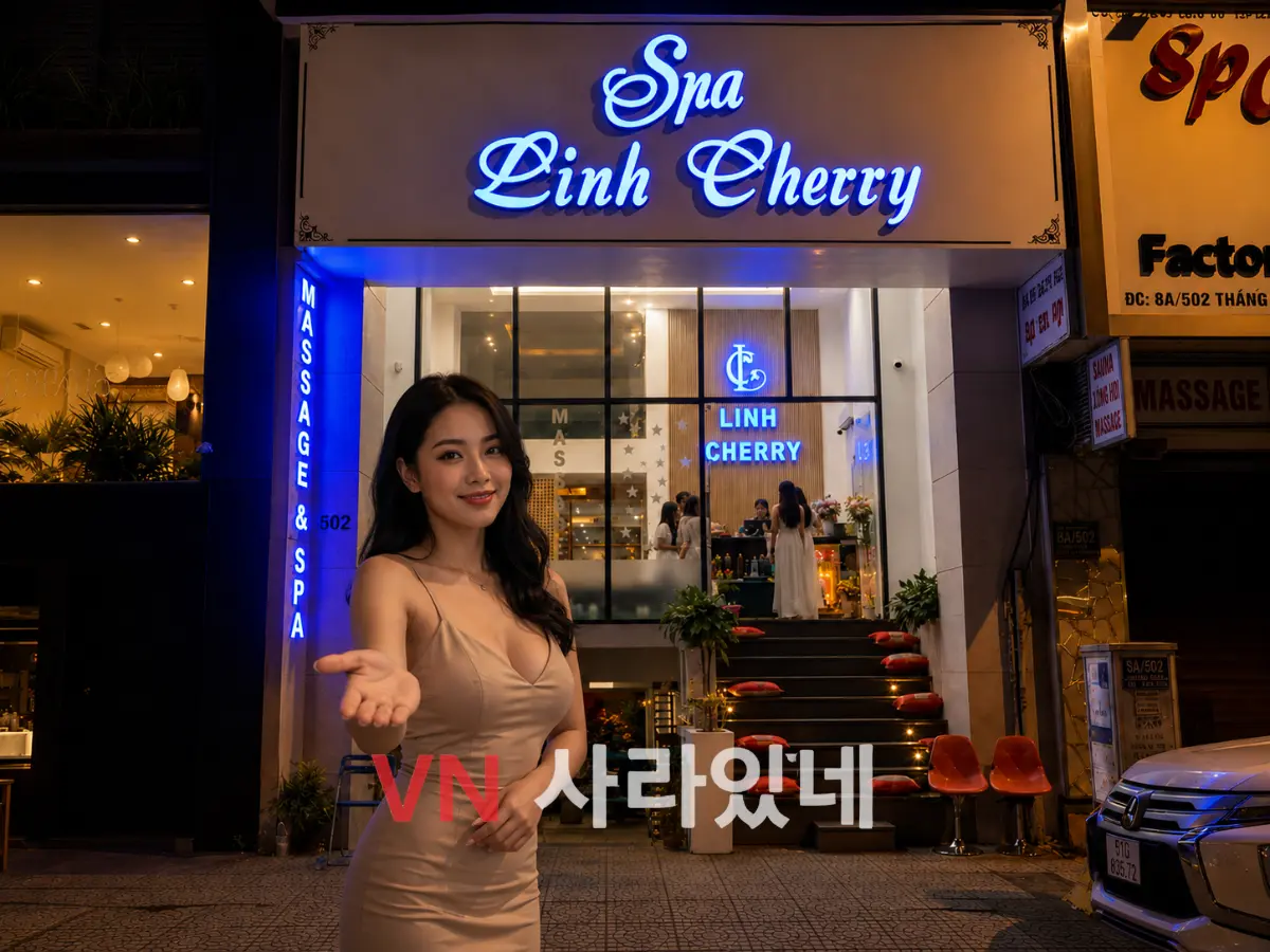 호치민 린체리 스파 — 1군 레탄톤 인근 Spa Linh Cherry 외관·프라이빗 룸·불건마